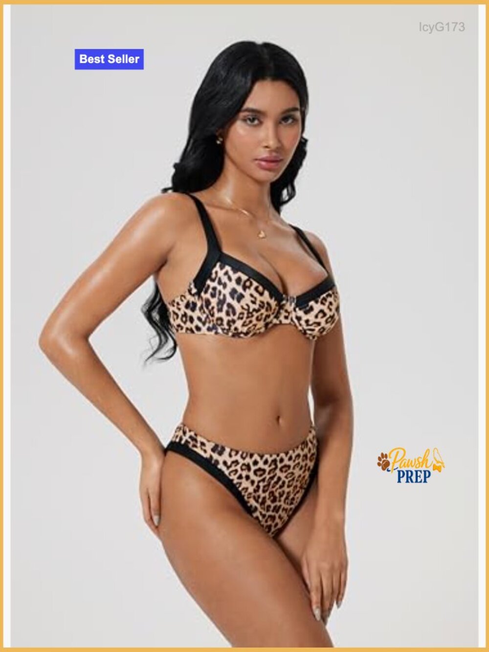 Color Block Underwire Bikini Set Cheeky High Cut 2 Piece Swimsuit - Picture 4 of 5